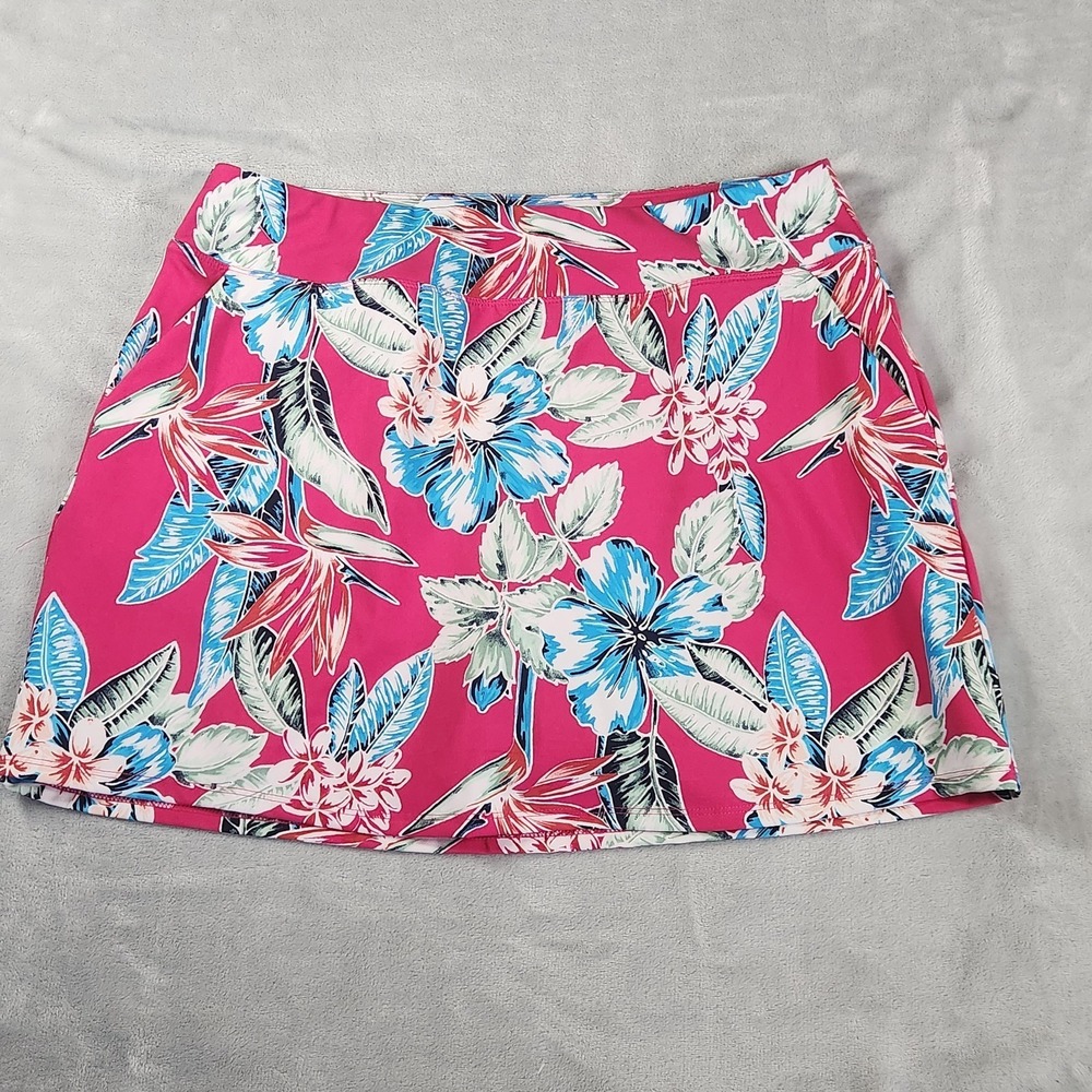 TOMMY BAHAMA GOLF Women's L Pink Tropical Floral Tennis Skort Athleisure